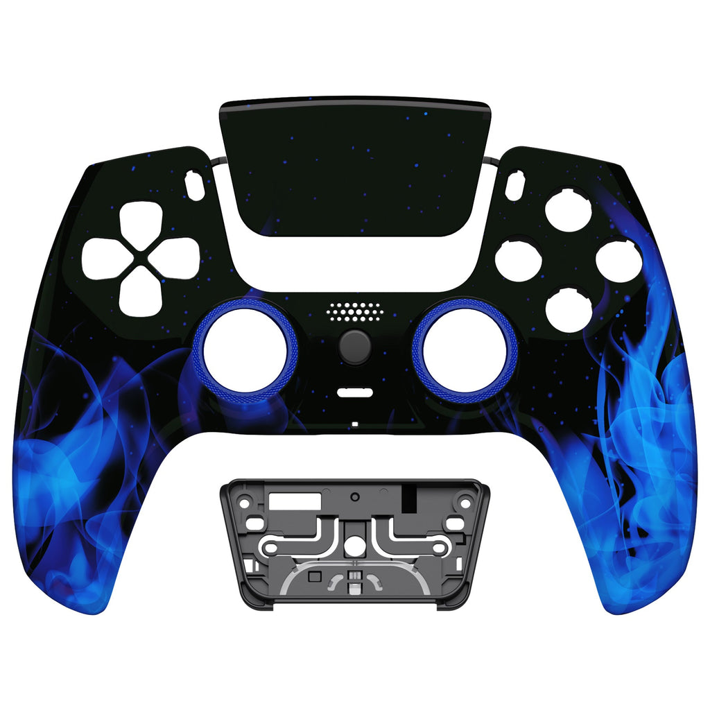 eXtremeRate LUNA Redesigned Replacement Front Shell with Touchpad Compatible with PS5 Controller BDM-010/020/030/040/050/060 - Blue Flame eXtremeRate