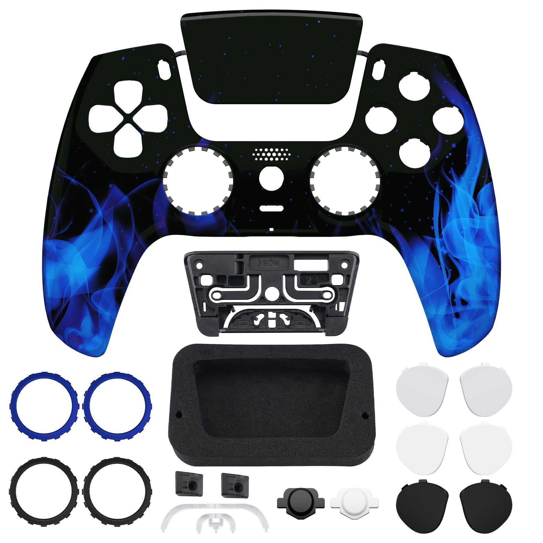 eXtremeRate LUNA Redesigned Replacement Front Shell with Touchpad Compatible with PS5 Controller BDM-010/020/030/040/050/060 - Blue Flame eXtremeRate