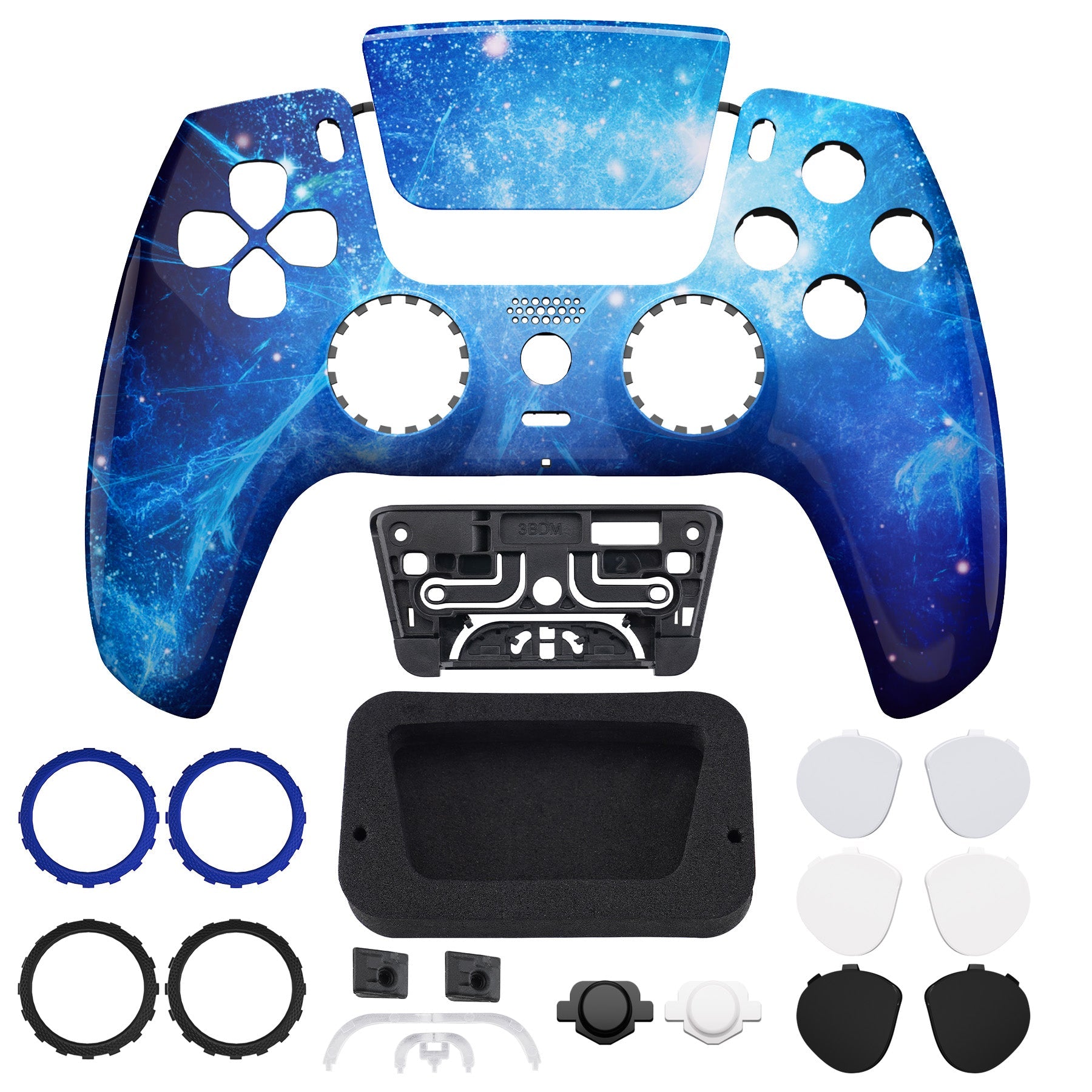 eXtremeRate LUNA Redesigned Replacement Front Shell with Touchpad Compatible with PS5 Controller BDM-010/020/030/040/050 - Blue Nebula eXtremeRate