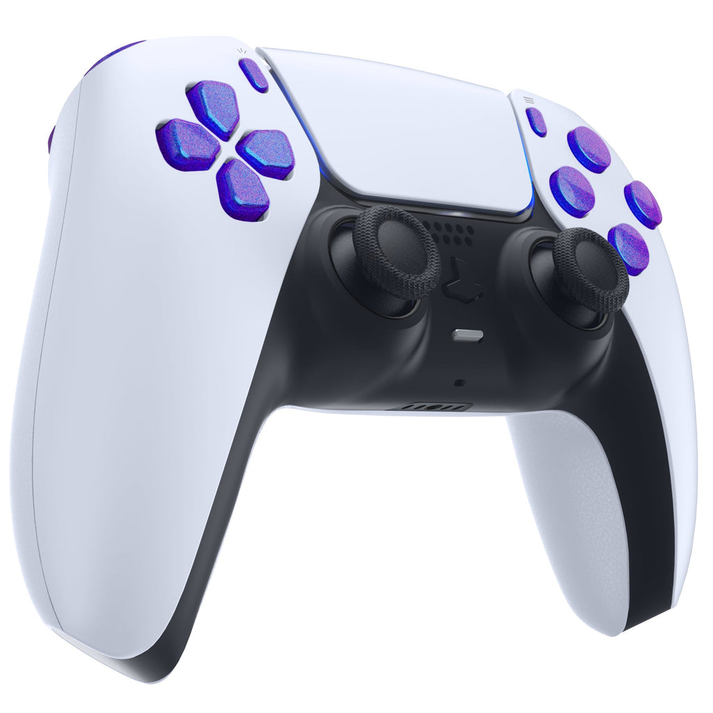 eXtremeRate Replacement Full Set Buttons Compatible with PS5 Controller BDM-030/040/050/060 - Chameleon Purple Blue eXtremeRate