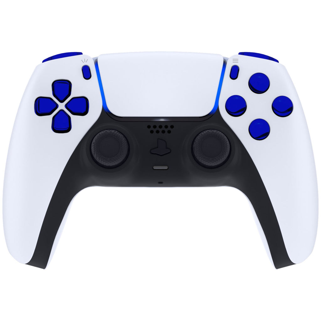eXtremeRate Replacement Full Set Buttons Compatible with PS5 Controller BDM-030/040/050/060 - Chrome Blue eXtremeRate