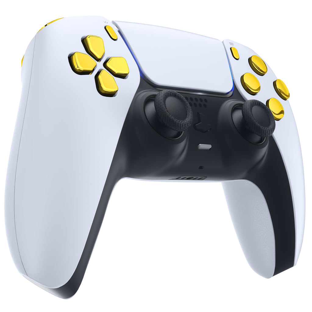 eXtremeRate Replacement Full Set Buttons Compatible with PS5 Controller BDM-030/040/050/060 - Chrome Gold eXtremeRate
