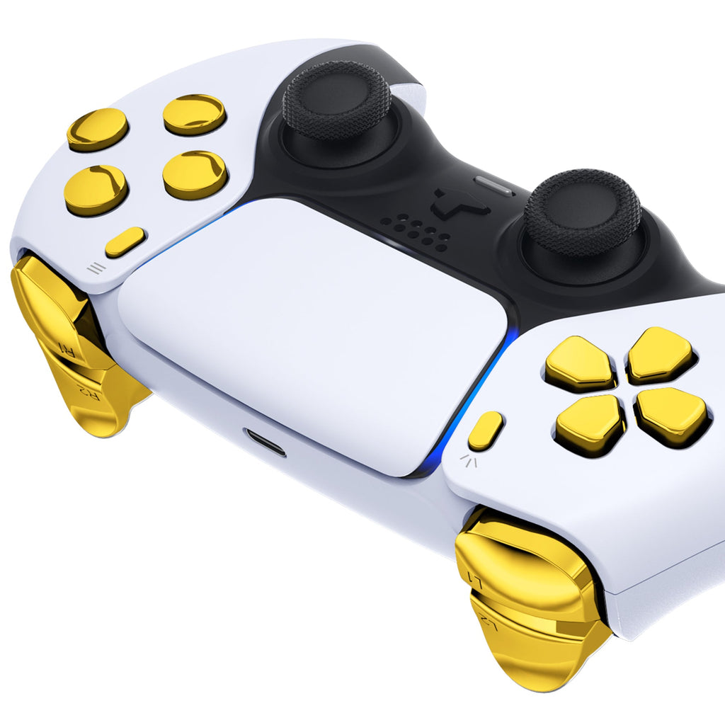 eXtremeRate Replacement Full Set Buttons Compatible with PS5 Controller BDM-030/040/050/060 - Chrome Gold eXtremeRate