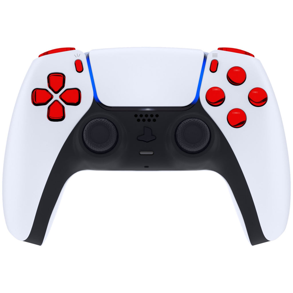 eXtremeRate Replacement Full Set Buttons Compatible with PS5 Controller BDM-030/040/050/060 - Chrome Red eXtremeRate
