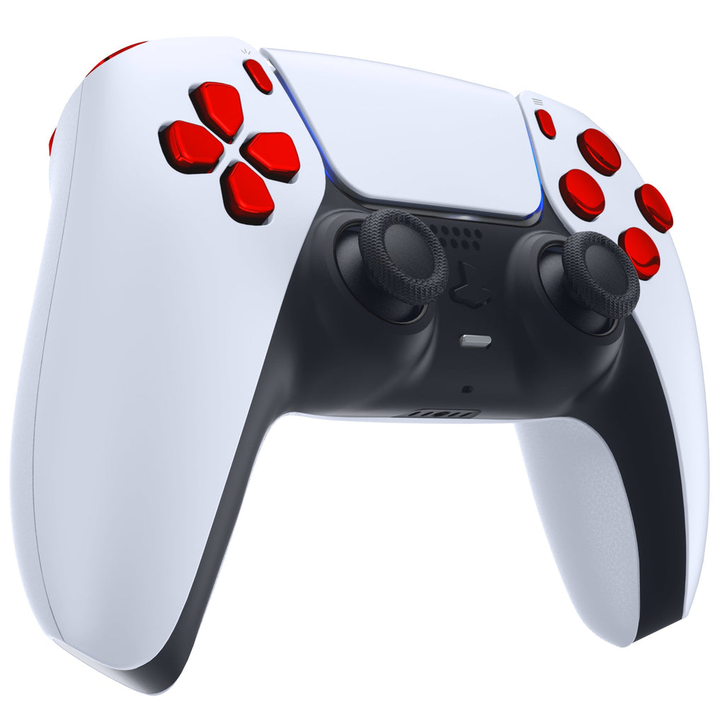eXtremeRate Replacement Full Set Buttons Compatible with PS5 Controller BDM-030/040/050/060 - Chrome Red eXtremeRate