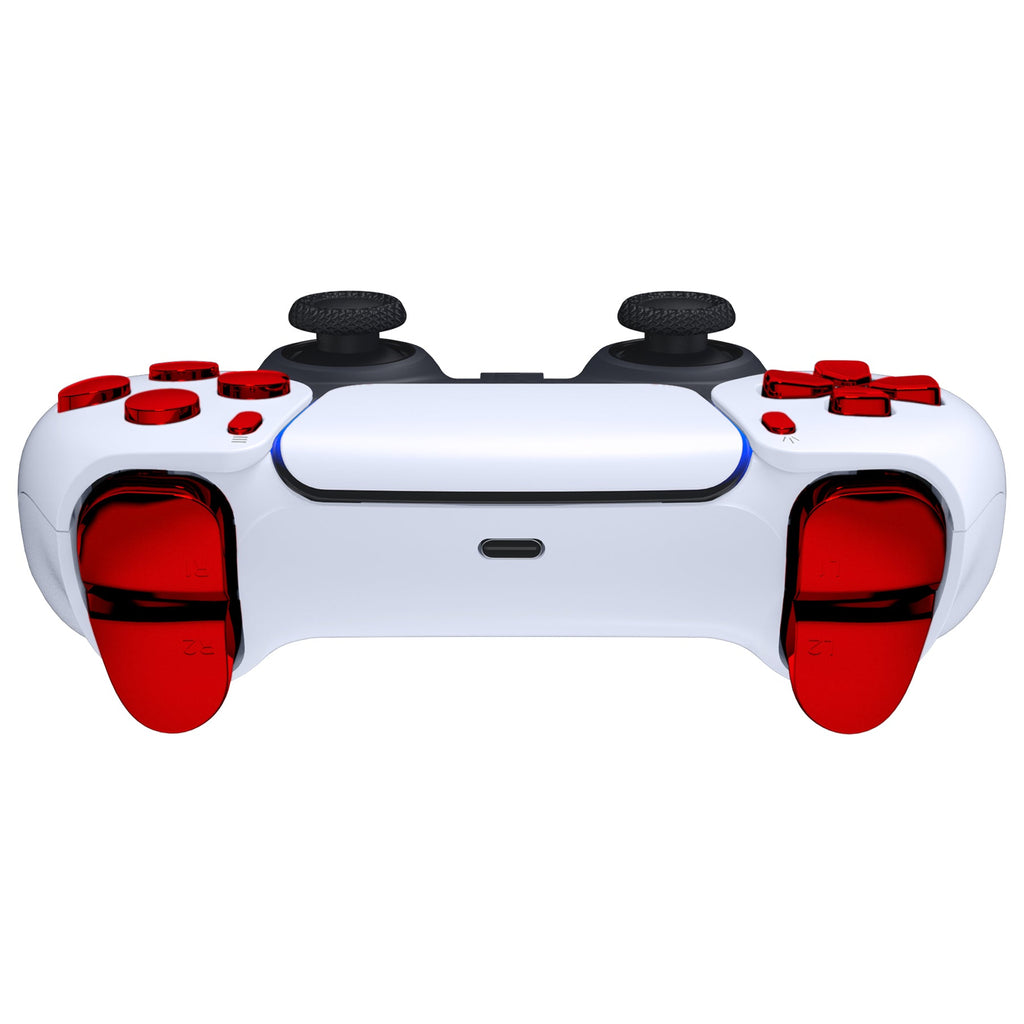 eXtremeRate Replacement Full Set Buttons Compatible with PS5 Controller BDM-030/040/050/060 - Chrome Red eXtremeRate