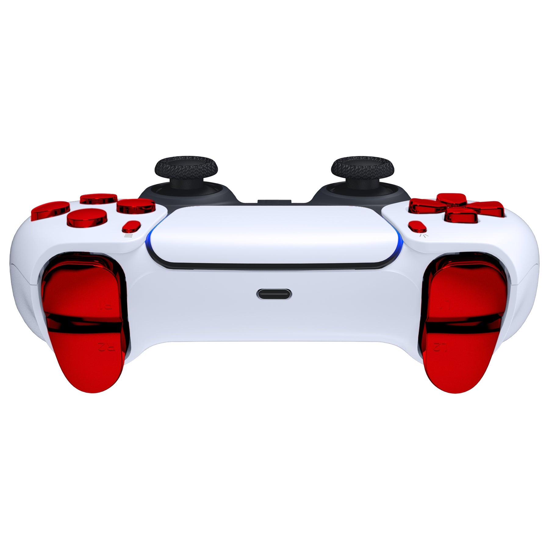 eXtremeRate Replacement Full Set Buttons Compatible with PS5 Controller BDM-030/040/050/060 - Chrome Red eXtremeRate
