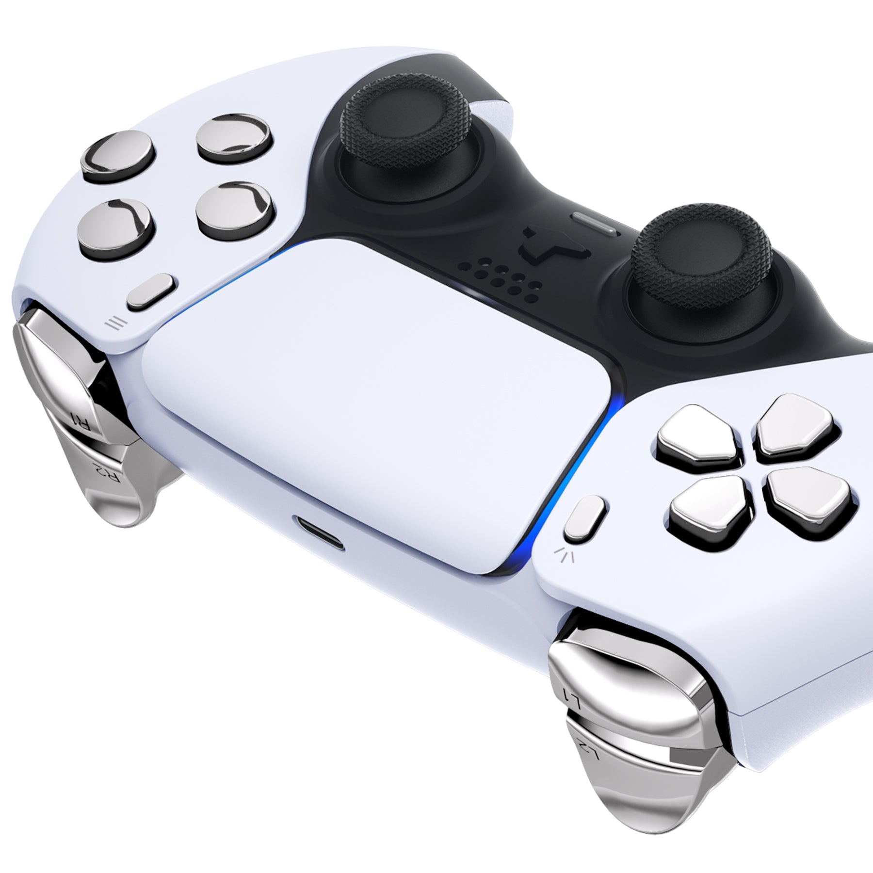 eXtremeRate Replacement Full Set Buttons Compatible with PS5 Controller BDM-030/040/050/060 - Chrome Silver eXtremeRate