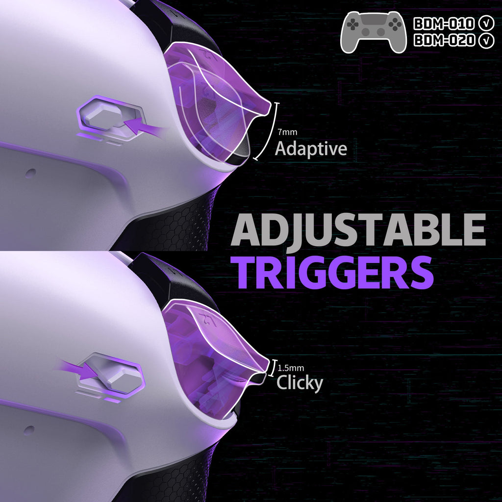 eXtremeRate RISE4 Plus MAX Back Paddles Kit with Clicky Trigger Stops & Rubberized Grip for PS5 Controller BDM-010/020 - White Black - Black eXtremeRate