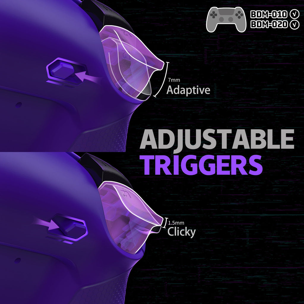 eXtremeRate RISE4 Plus MAX Back Paddles Kit with Clicky Trigger Stops & Rubberized Grip for PS5 Controller BDM-010/020 - Galactic Purple eXtremeRate