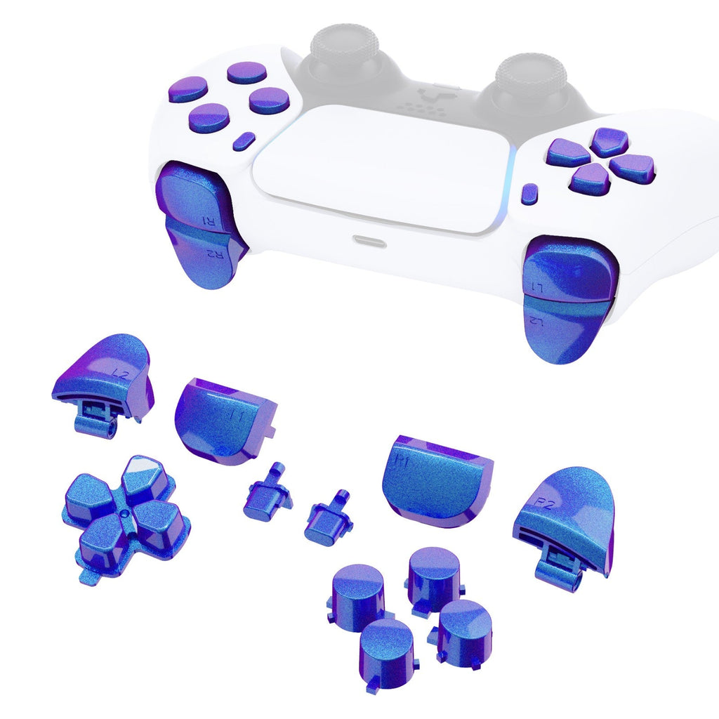 eXtremeRate Replacement Full Set Buttons Compatible with PS5 Controller BDM-010/020 - Chameleon Purple Blue eXtremeRate
