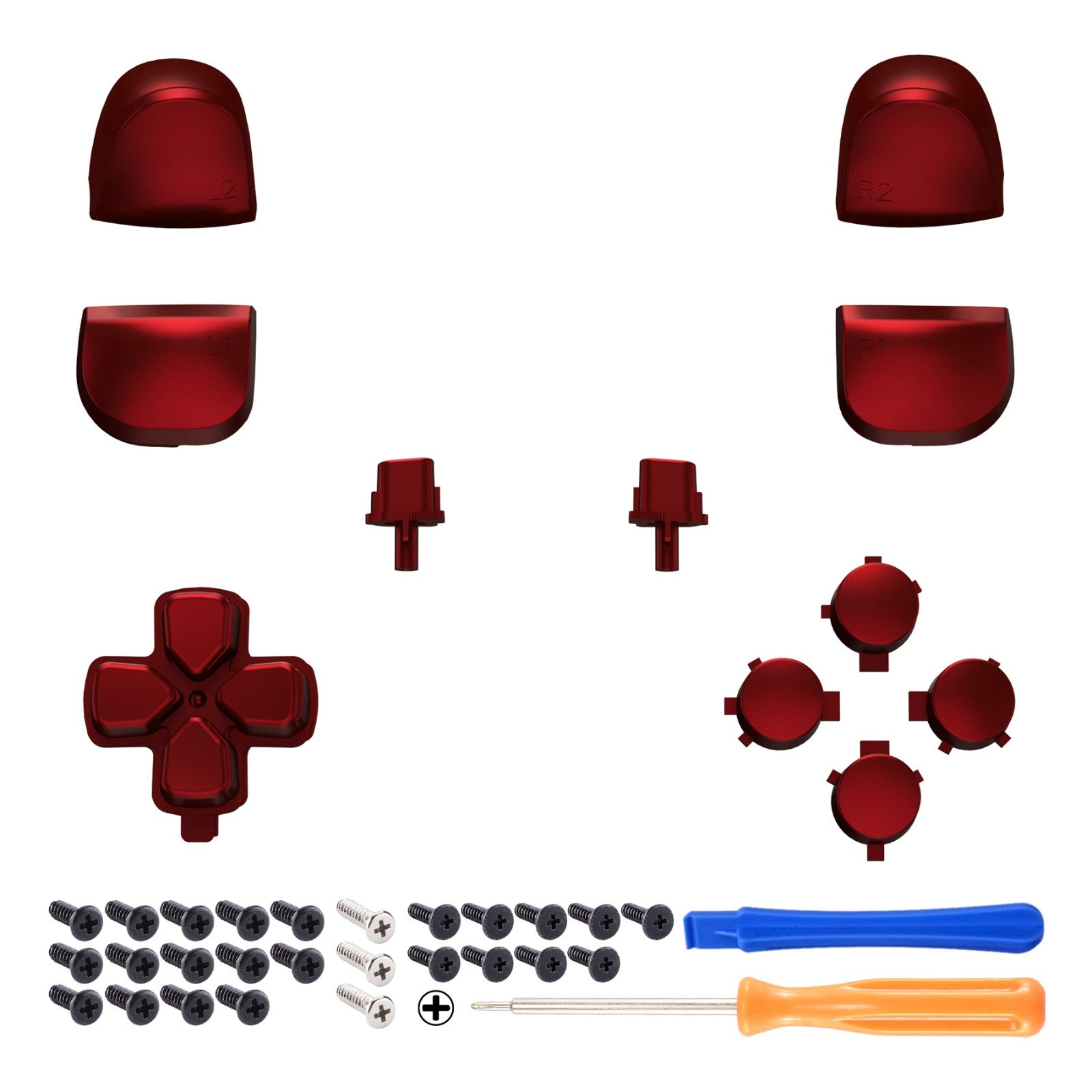eXtremeRate Replacement Full Set Buttons Compatible with PS5 Controller BDM-010/020 - Scarlet Red eXtremeRate