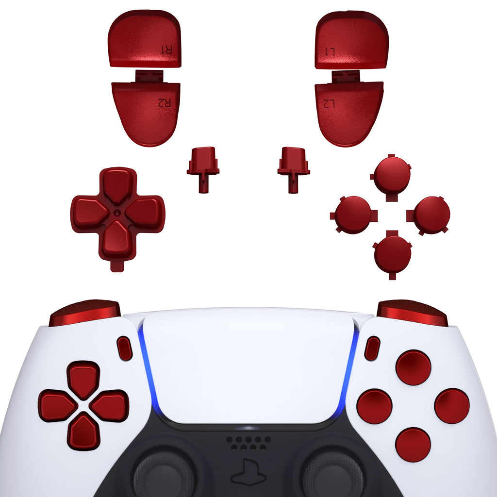 eXtremeRate Replacement Full Set Buttons Compatible with PS5 Controller BDM-030/040/050/060 - Scarlet Red eXtremeRate