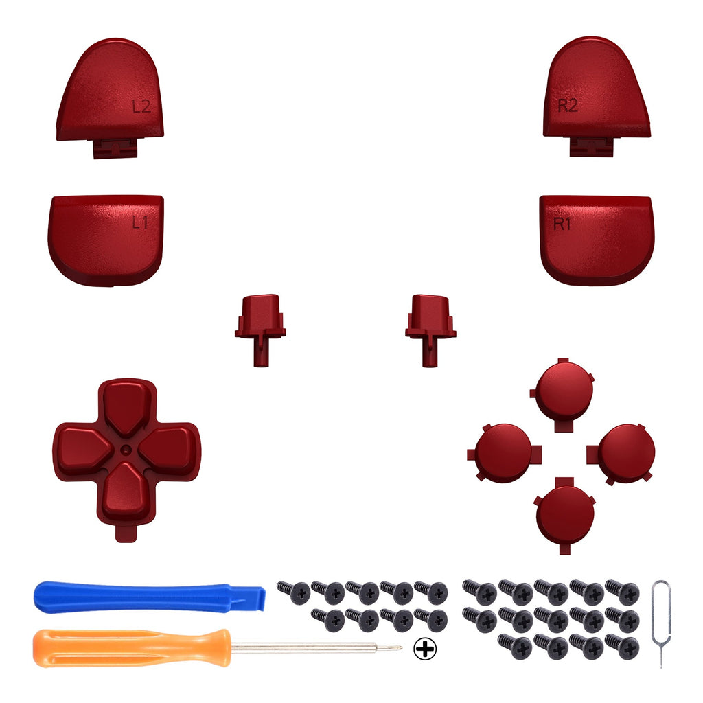 eXtremeRate Replacement Full Set Buttons Compatible with PS5 Controller BDM-030/040/050/060 - Scarlet Red eXtremeRate