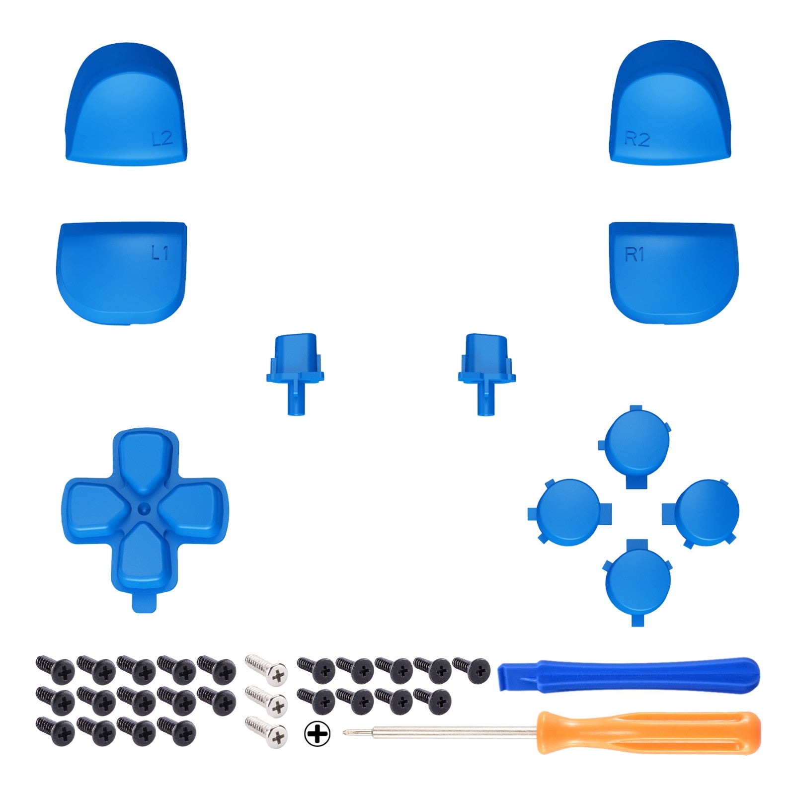 eXtremeRate Replacement Full Set Buttons Compatible with PS5 Controller BDM-010/020 - Blue eXtremeRate