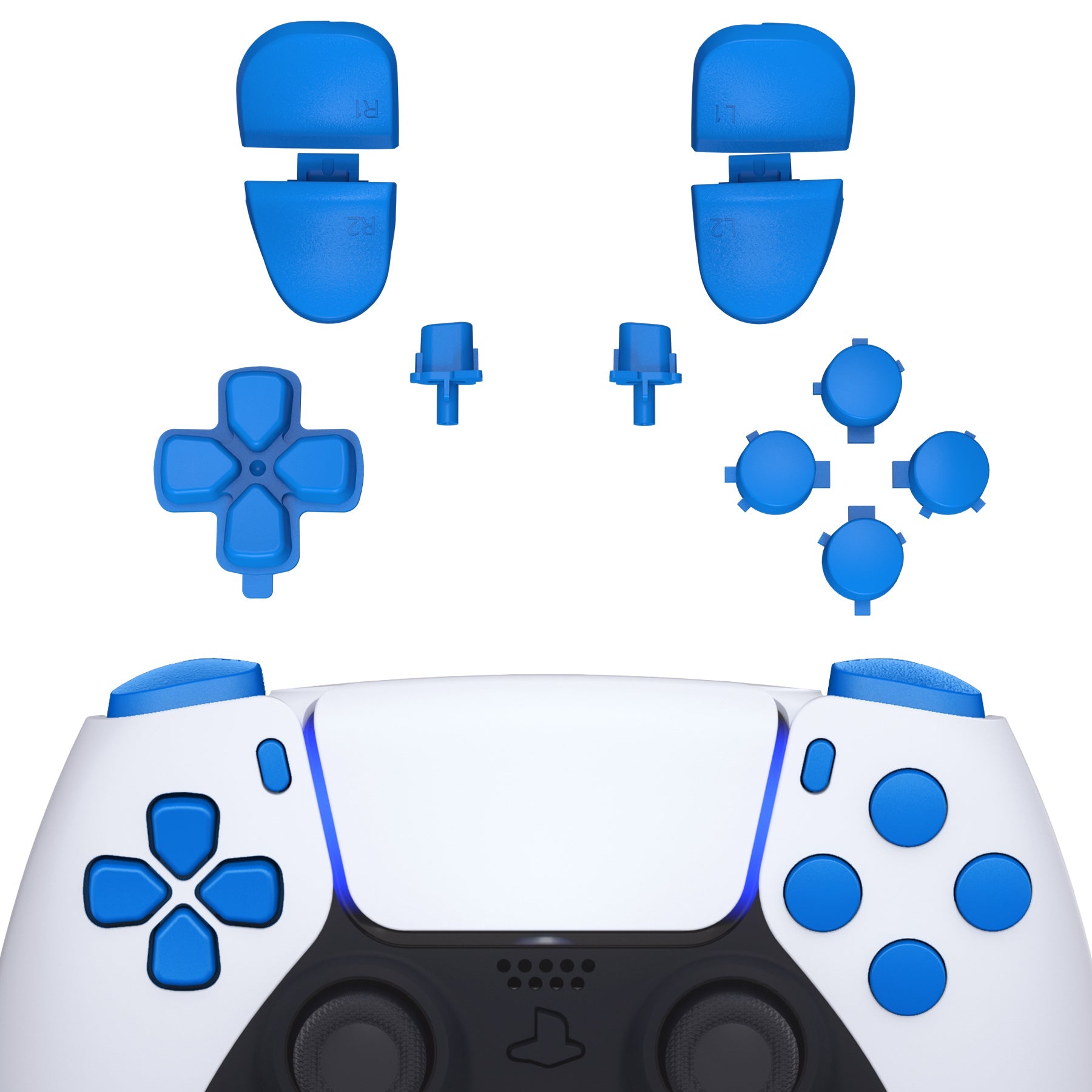 eXtremeRate Replacement Full Set Buttons Compatible with PS5 Controller BDM-030/040/050/060 - Blue eXtremeRate