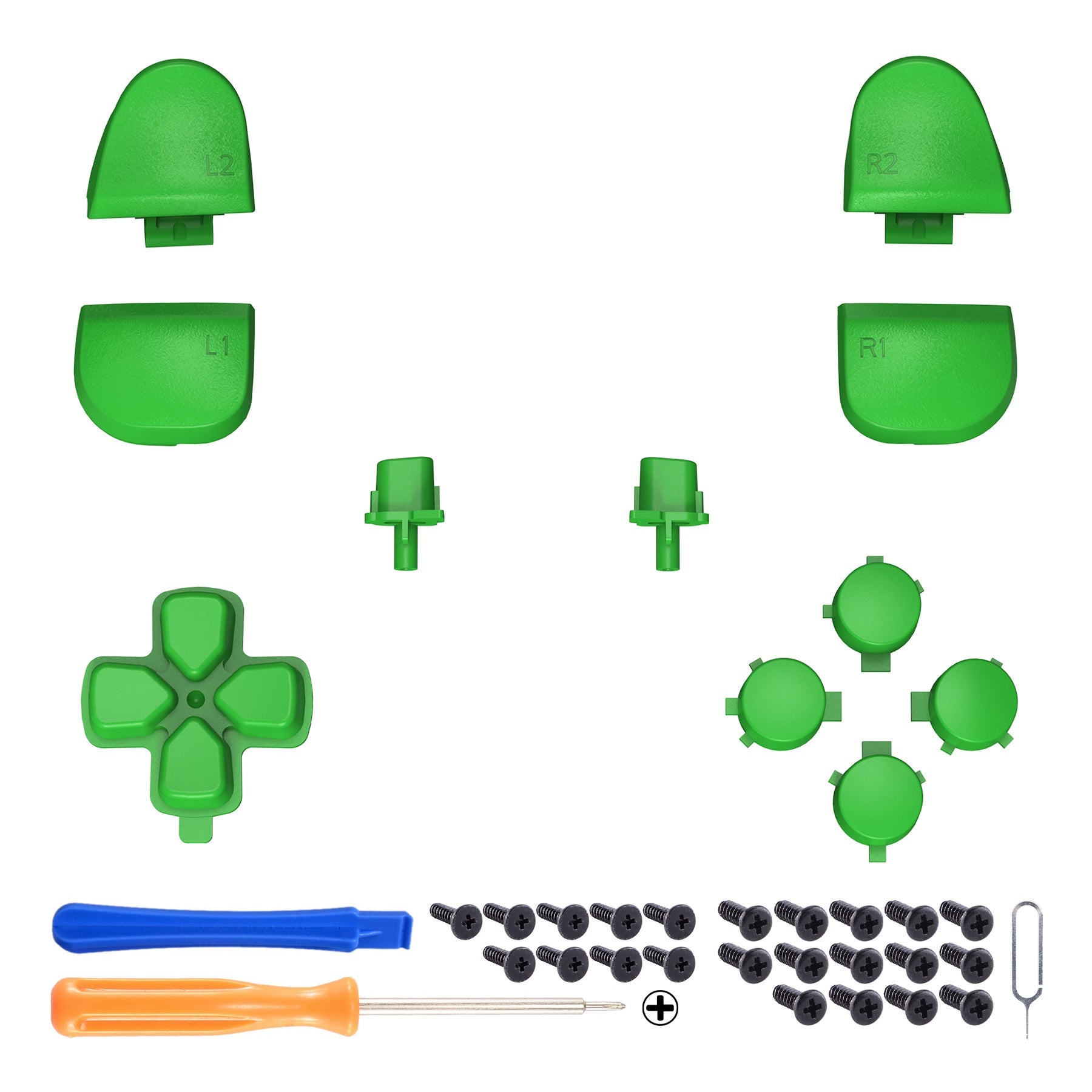 eXtremeRate Replacement Full Set Buttons Compatible with PS5 Controller BDM-030/040/050/060 - Green eXtremeRate