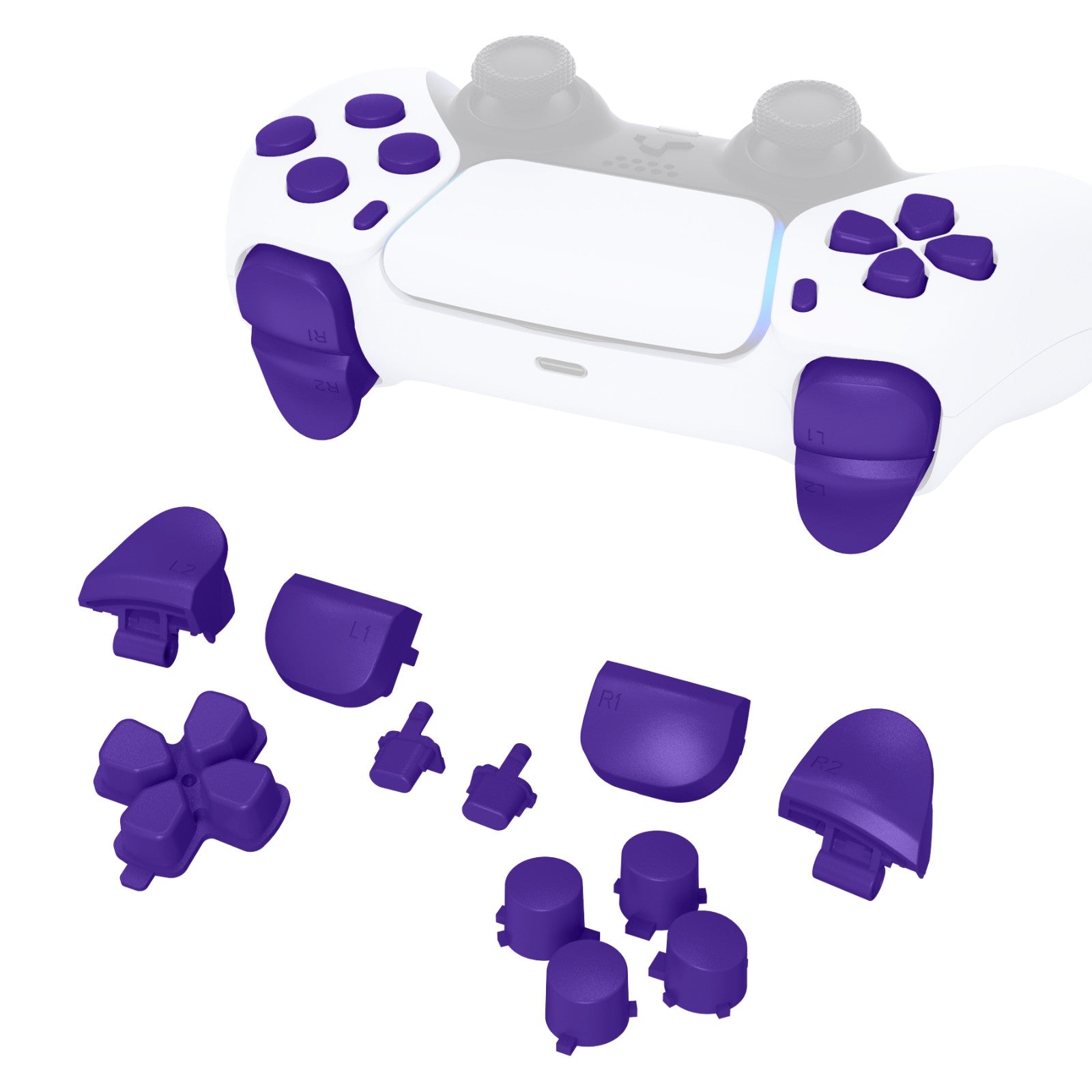 eXtremeRate Replacement Full Set Buttons Compatible with PS5 Controller BDM-010/020 - Purple eXtremeRate