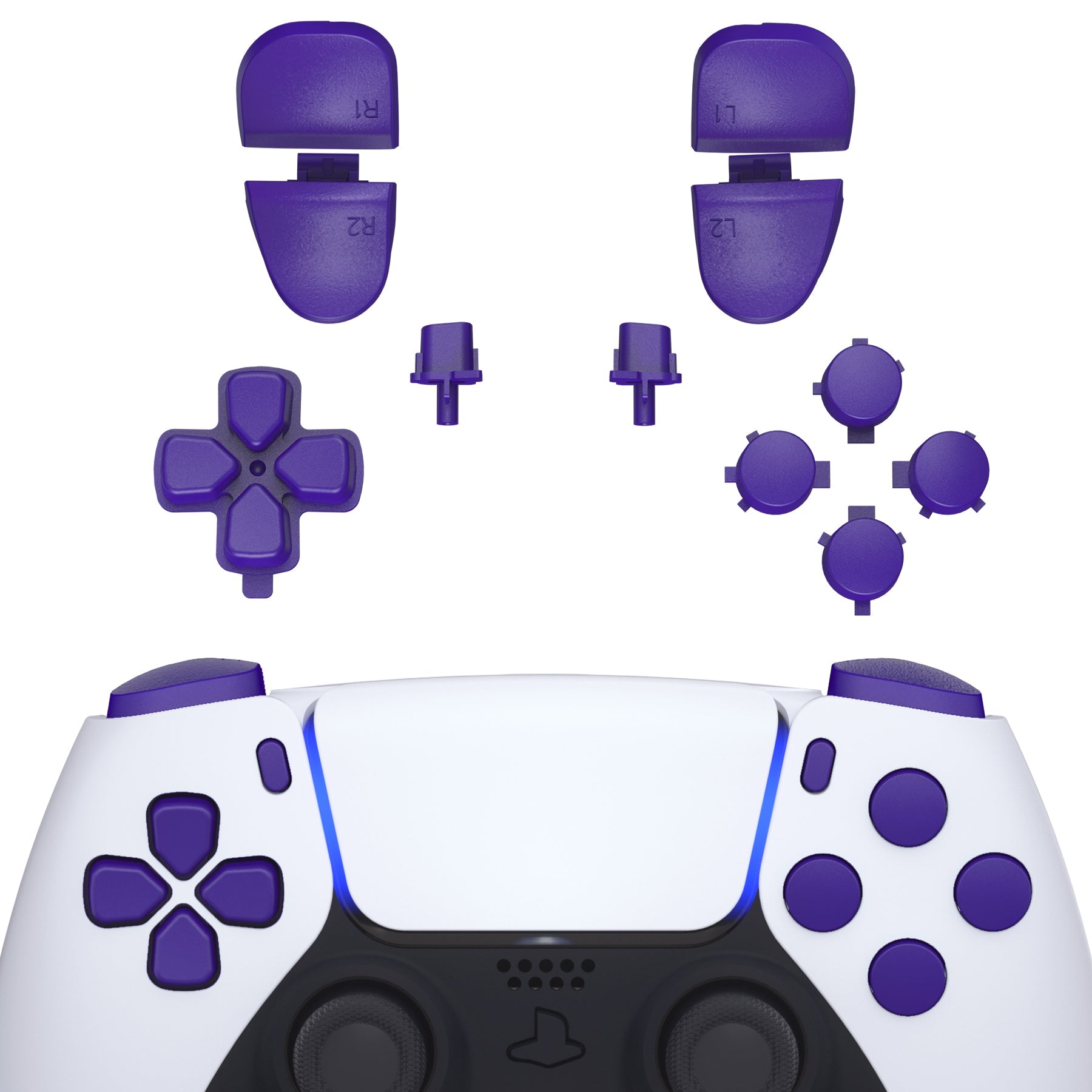 eXtremeRate Replacement Full Set Buttons Compatible with PS5 Controller BDM-030/040/050/060 - Purple eXtremeRate