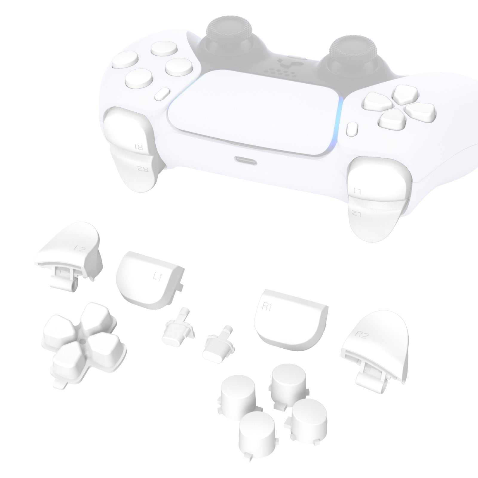 eXtremeRate Replacement Full Set Buttons Compatible with PS5 Controller BDM-010/020 - White eXtremeRate
