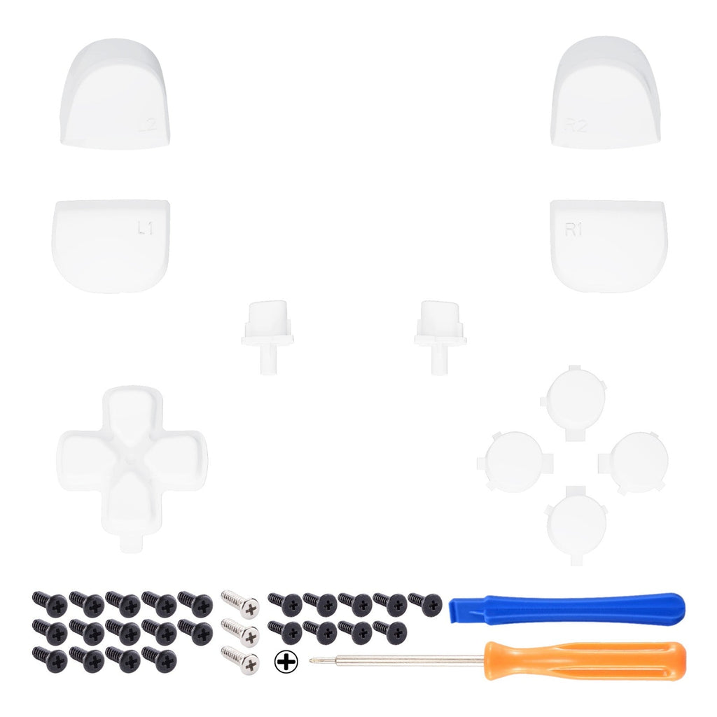 eXtremeRate Replacement Full Set Buttons Compatible with PS5 Controller BDM-010/020 - White eXtremeRate