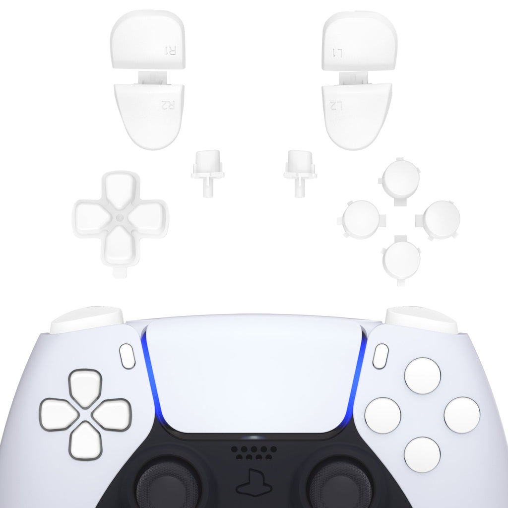 eXtremeRate Replacement Full Set Buttons Compatible with PS5 Controller BDM-030/040/050/060 - White eXtremeRate