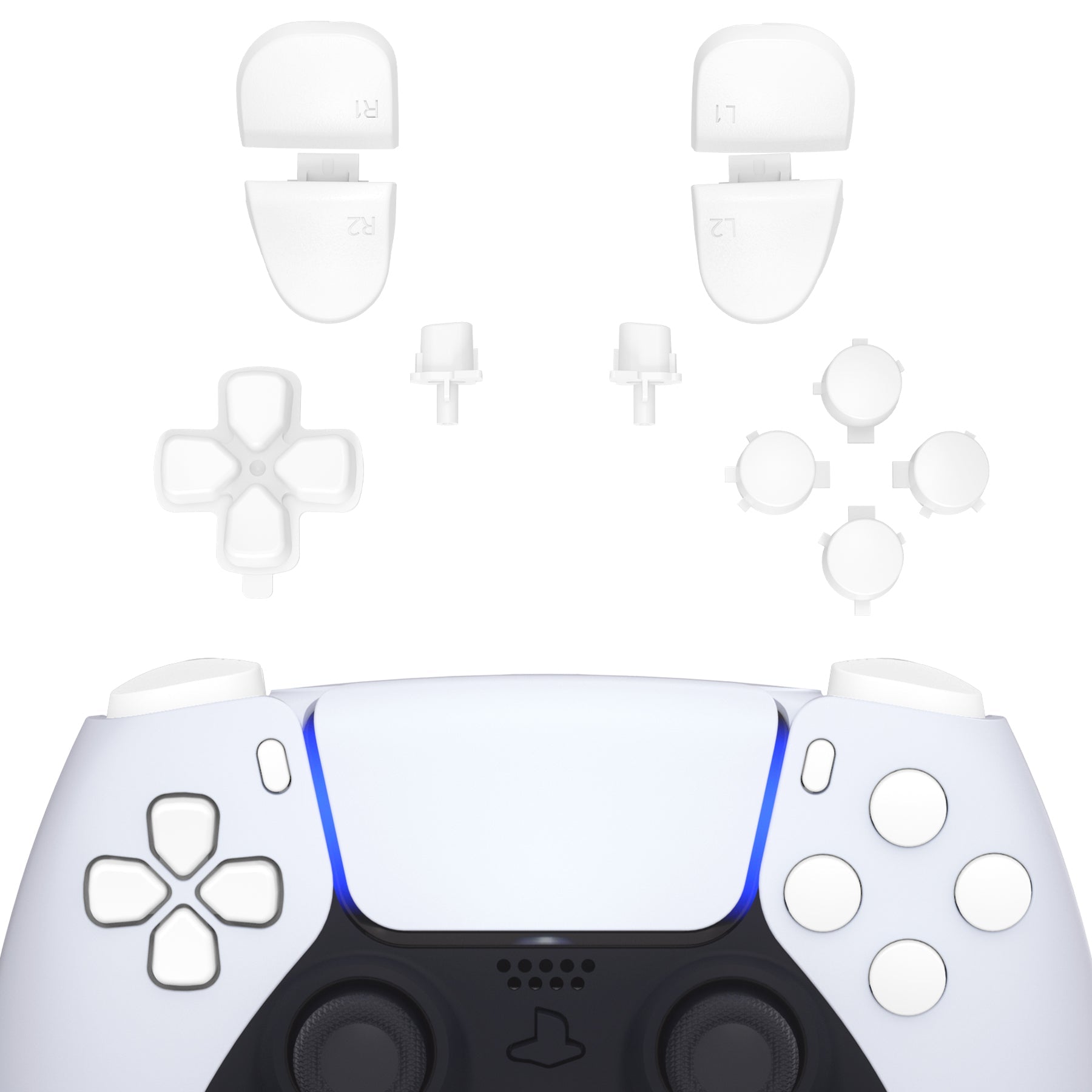 eXtremeRate Replacement Full Set Buttons Compatible with PS5 Controller BDM-030/040/050/060 - White eXtremeRate