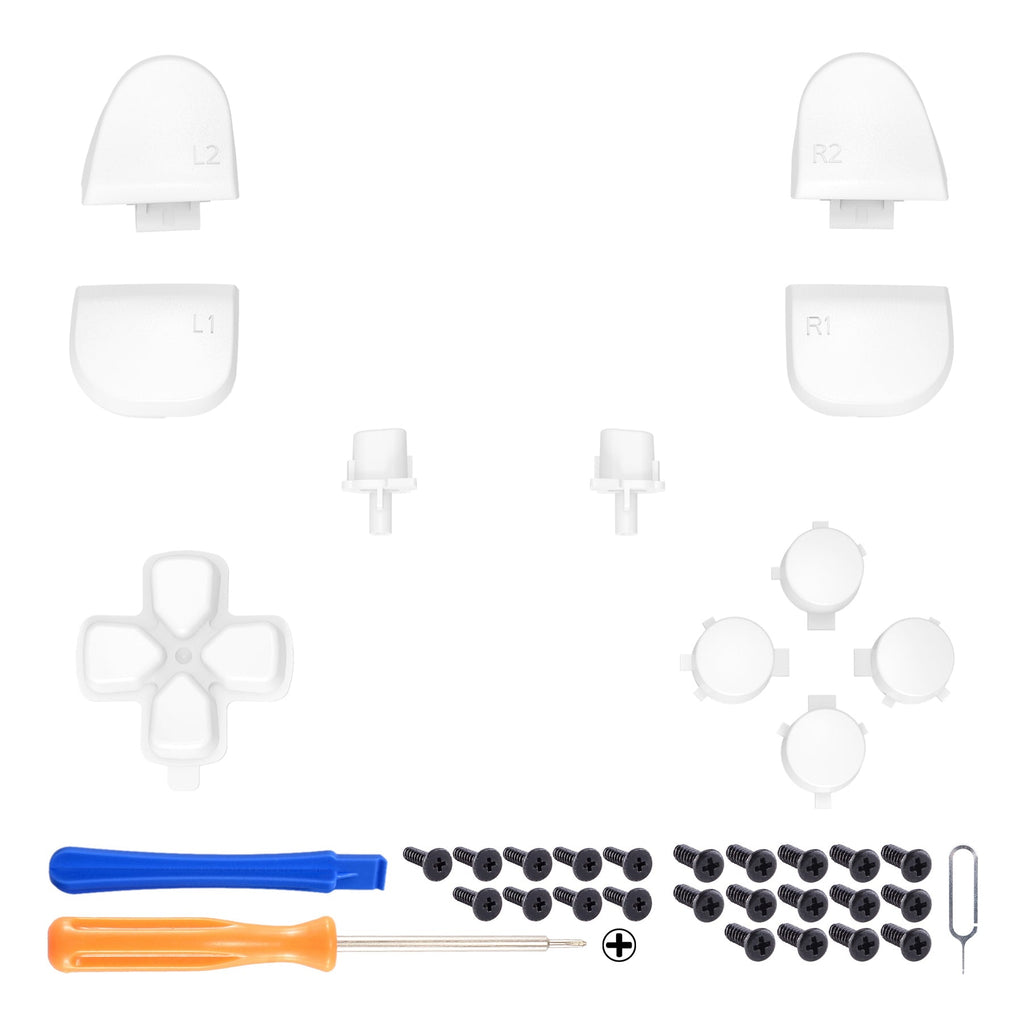 eXtremeRate Replacement Full Set Buttons Compatible with PS5 Controller BDM-030/040/050/060 - White eXtremeRate