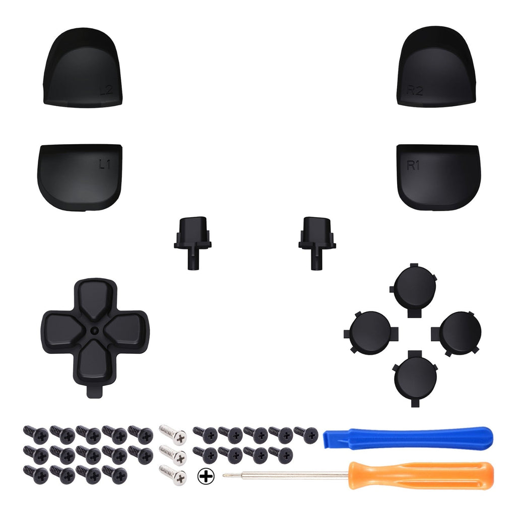 eXtremeRate Replacement Full Set Buttons Compatible with PS5 Controller BDM-010/020 - Black eXtremeRate