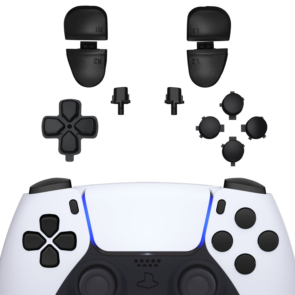 eXtremeRate Replacement Full Set Buttons Compatible with PS5 Controller BDM-030/040/050/060 - Black eXtremeRate