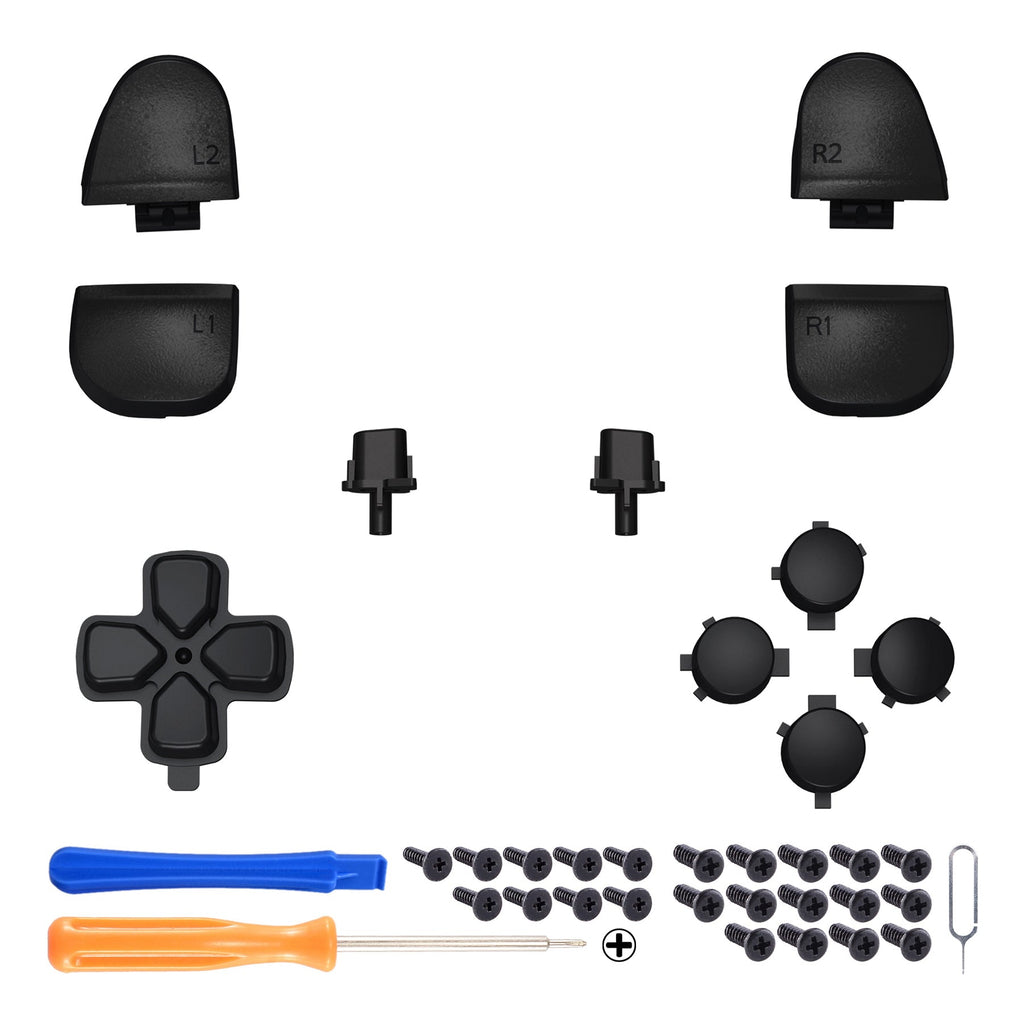 eXtremeRate Replacement Full Set Buttons Compatible with PS5 Controller BDM-030/040/050/060 - Black eXtremeRate