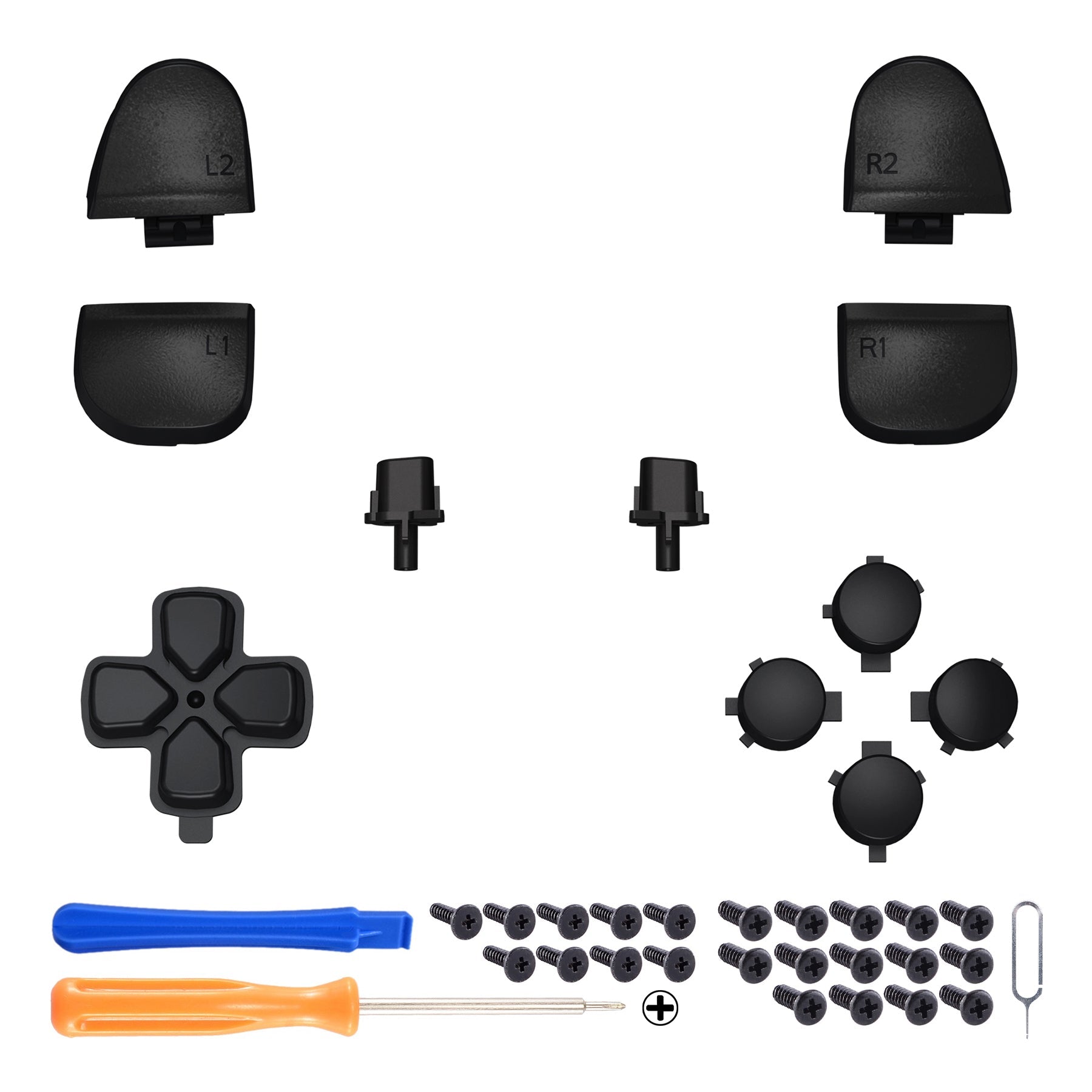 eXtremeRate Replacement Full Set Buttons Compatible with PS5 Controller BDM-030/040/050/060 - Black eXtremeRate