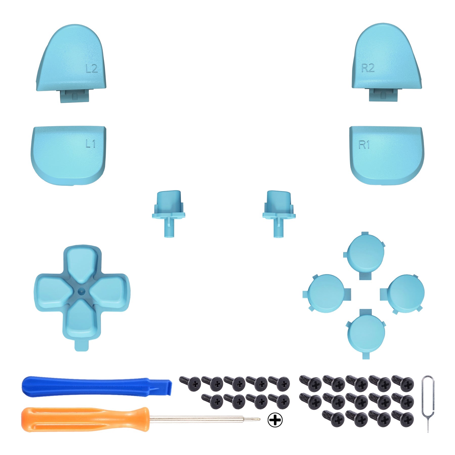 eXtremeRate Replacement Full Set Buttons Compatible with PS5 Controller BDM-030/040/050/060 - Heaven Blue eXtremeRate