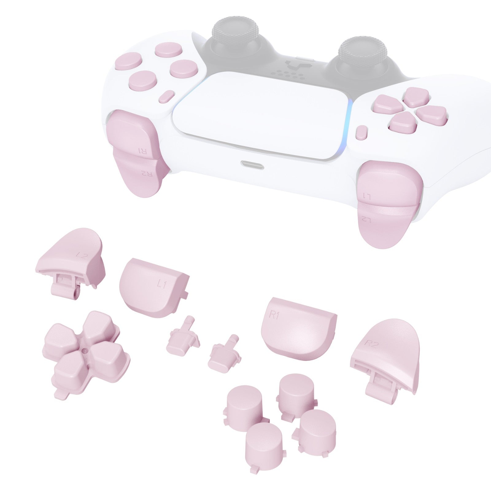 eXtremeRate Replacement Full Set Buttons Compatible with PS5 Controller BDM-010/020 - Cherry Blossoms Pink eXtremeRate