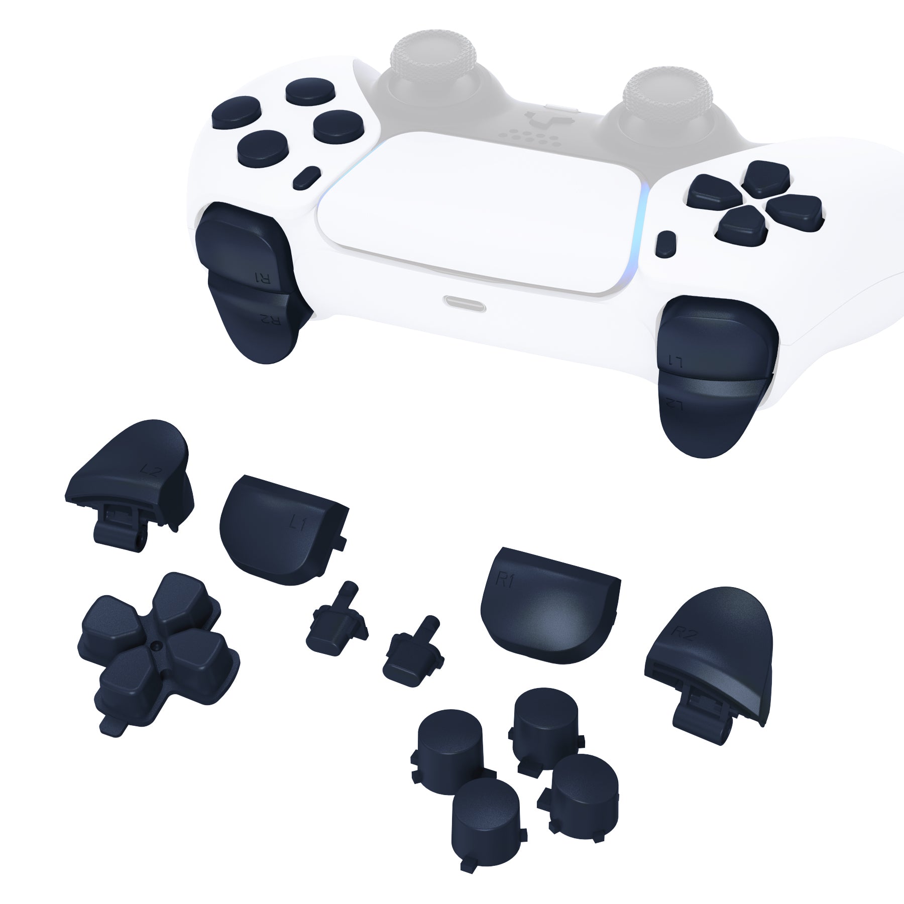 eXtremeRate Replacement Full Set Buttons Compatible with PS5 Controller BDM-010/020 - Midnight Blue eXtremeRate