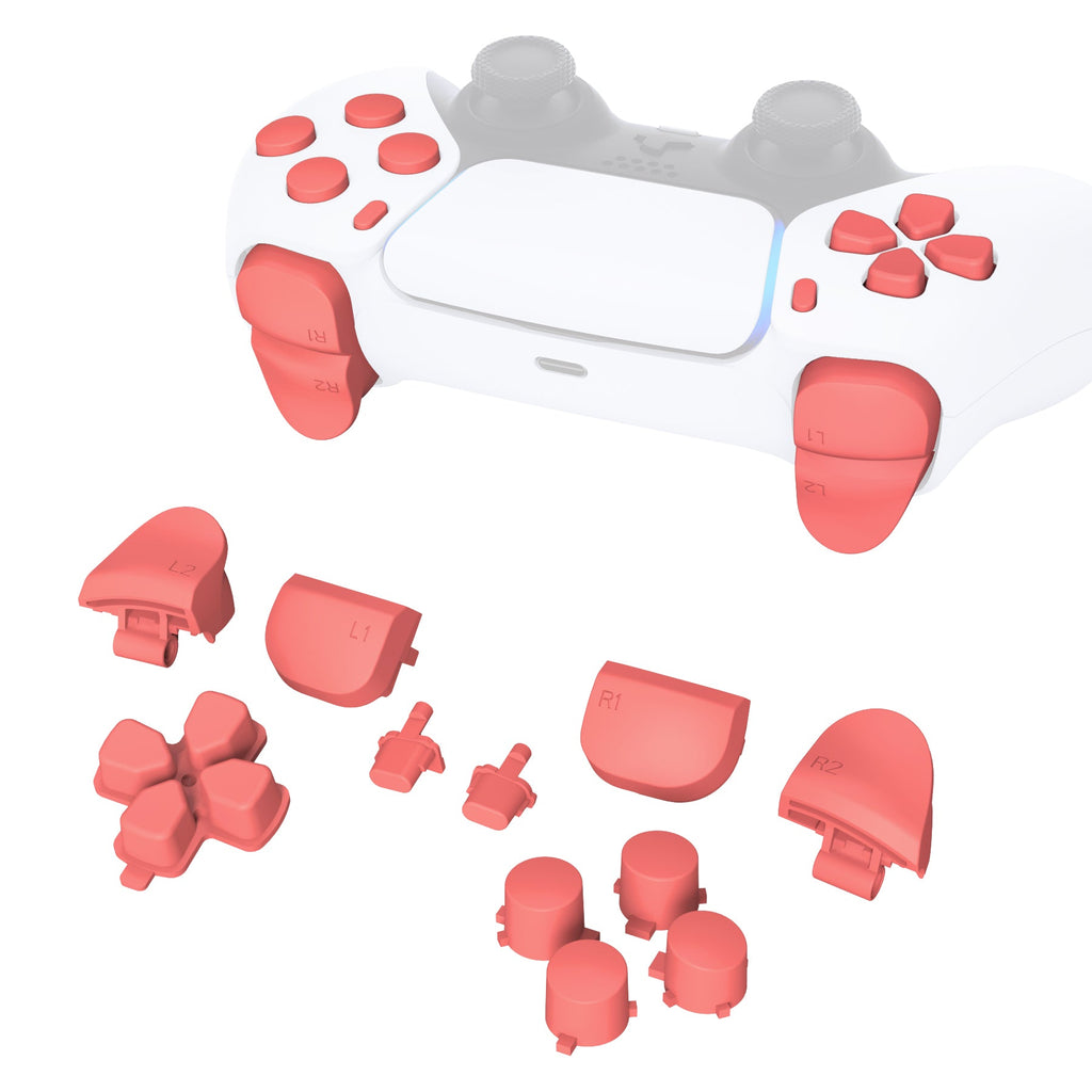 eXtremeRate Replacement Full Set Buttons Compatible with PS5 Controller BDM-010/020 - Coral eXtremeRate