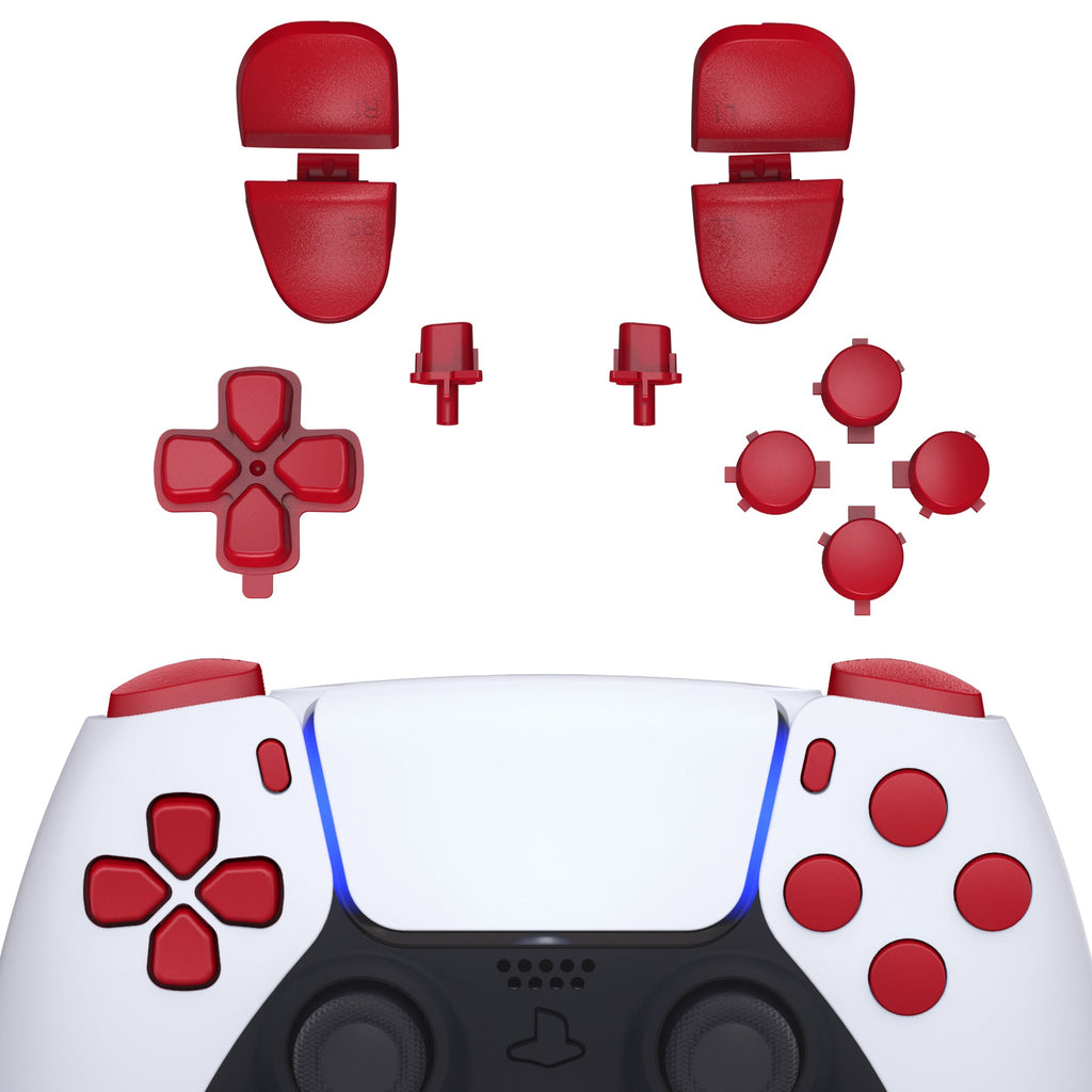 eXtremeRate Replacement Full Set Buttons Compatible with PS5 Controller BDM-030/040/050/060 - Passion Red eXtremeRate