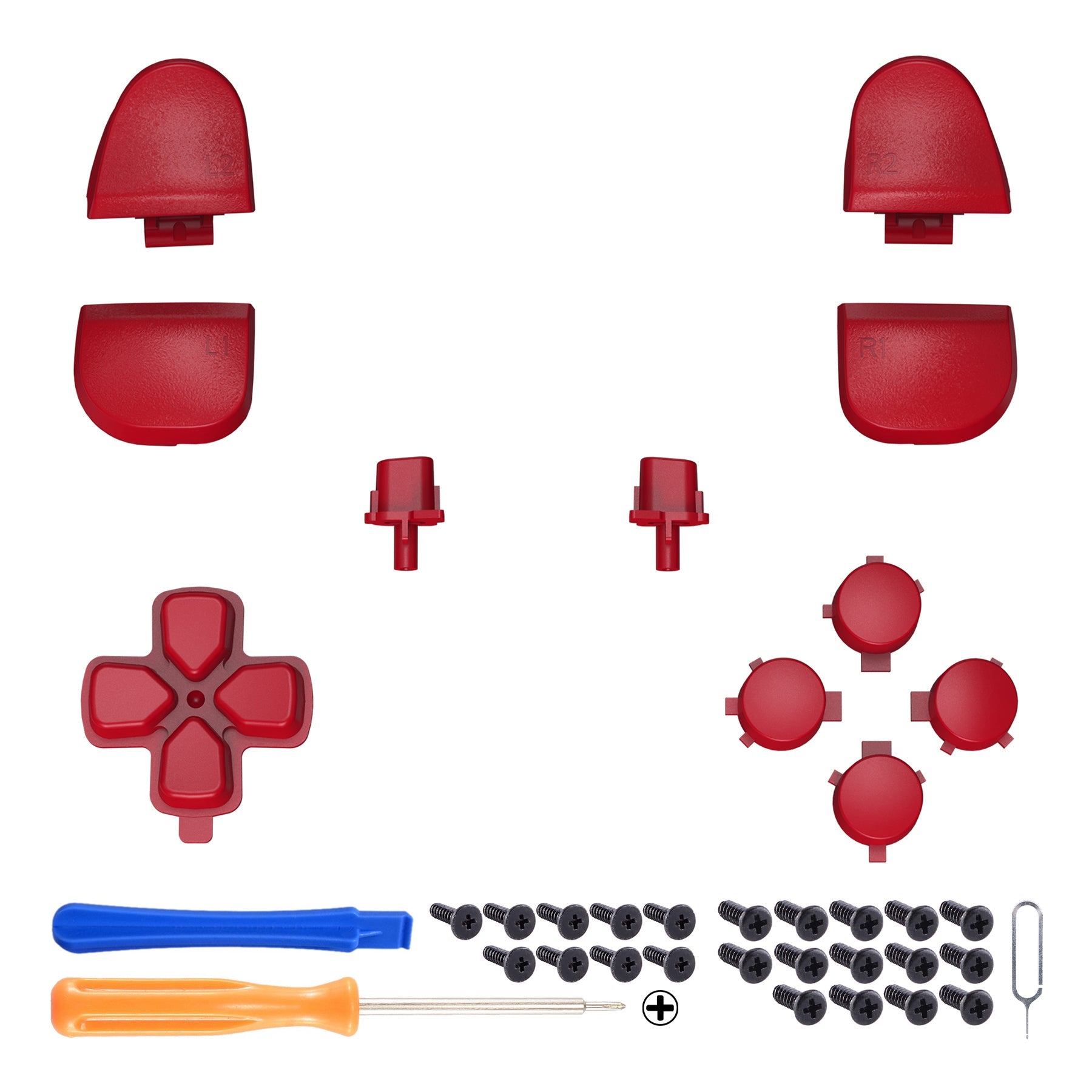 eXtremeRate Replacement Full Set Buttons Compatible with PS5 Controller BDM-030/040/050/060 - Passion Red eXtremeRate