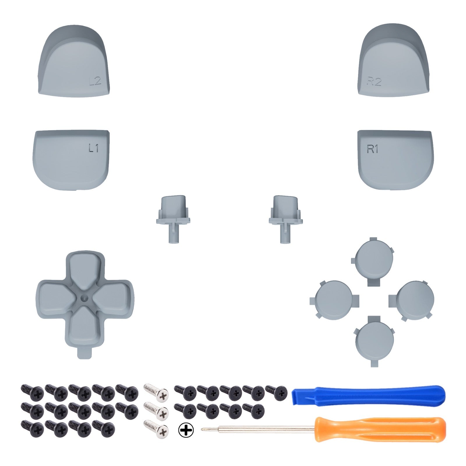 eXtremeRate Replacement Full Set Buttons Compatible with PS5 Controller BDM-010/020 - New Hope Gray eXtremeRate
