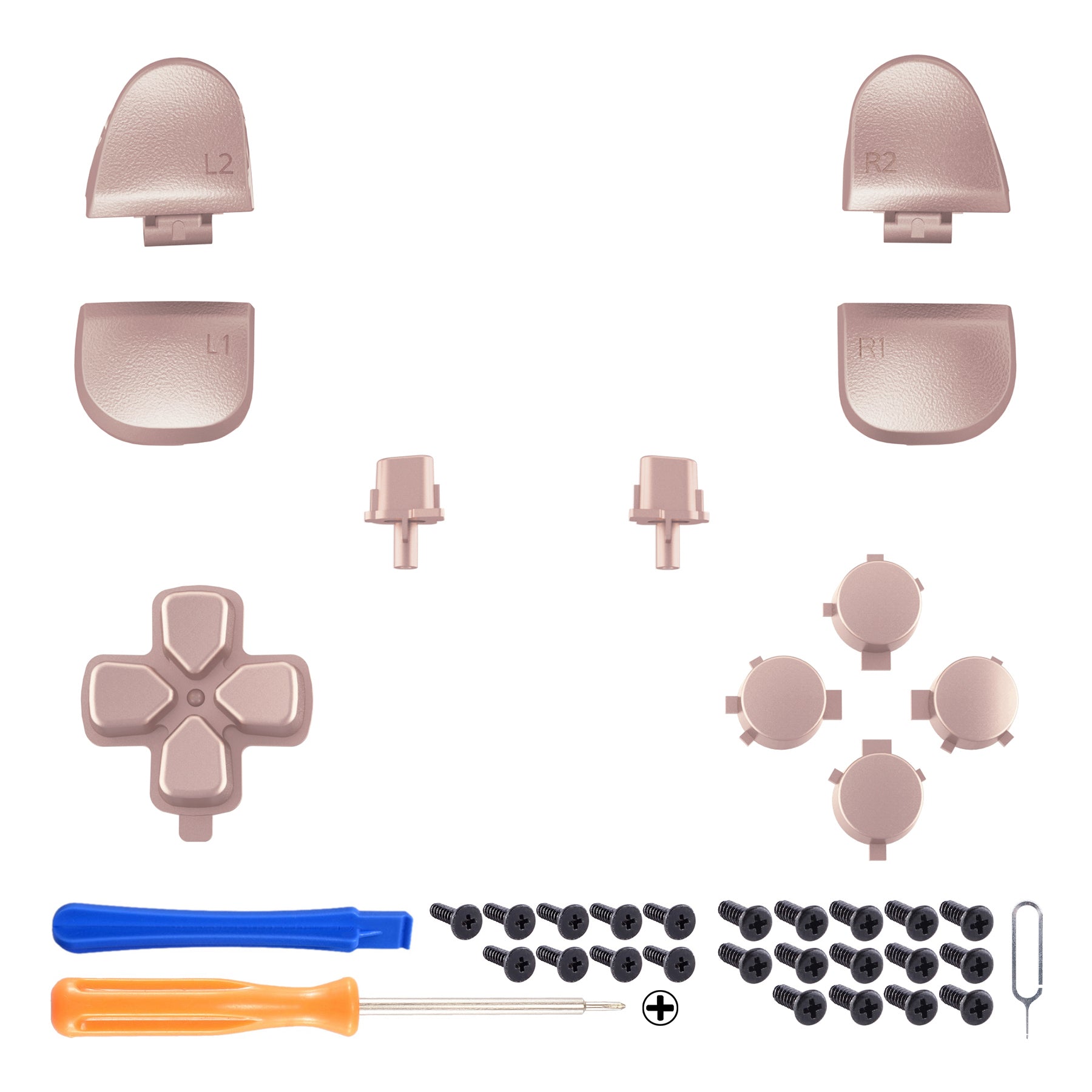 eXtremeRate Replacement Full Set Buttons Compatible with PS5 Controller BDM-030/040/050/060 - Metallic Rose Gold eXtremeRate