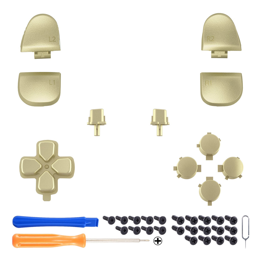 eXtremeRate Replacement Full Set Buttons Compatible with PS5 Controller BDM-030/040/050/060 - Metallic Champagne Gold eXtremeRate
