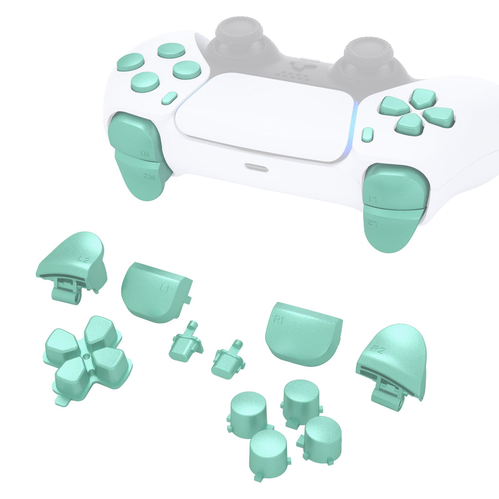 eXtremeRate Replacement Full Set Buttons Compatible with PS5 Controller BDM-010/020 - Metallic Vista Green eXtremeRate