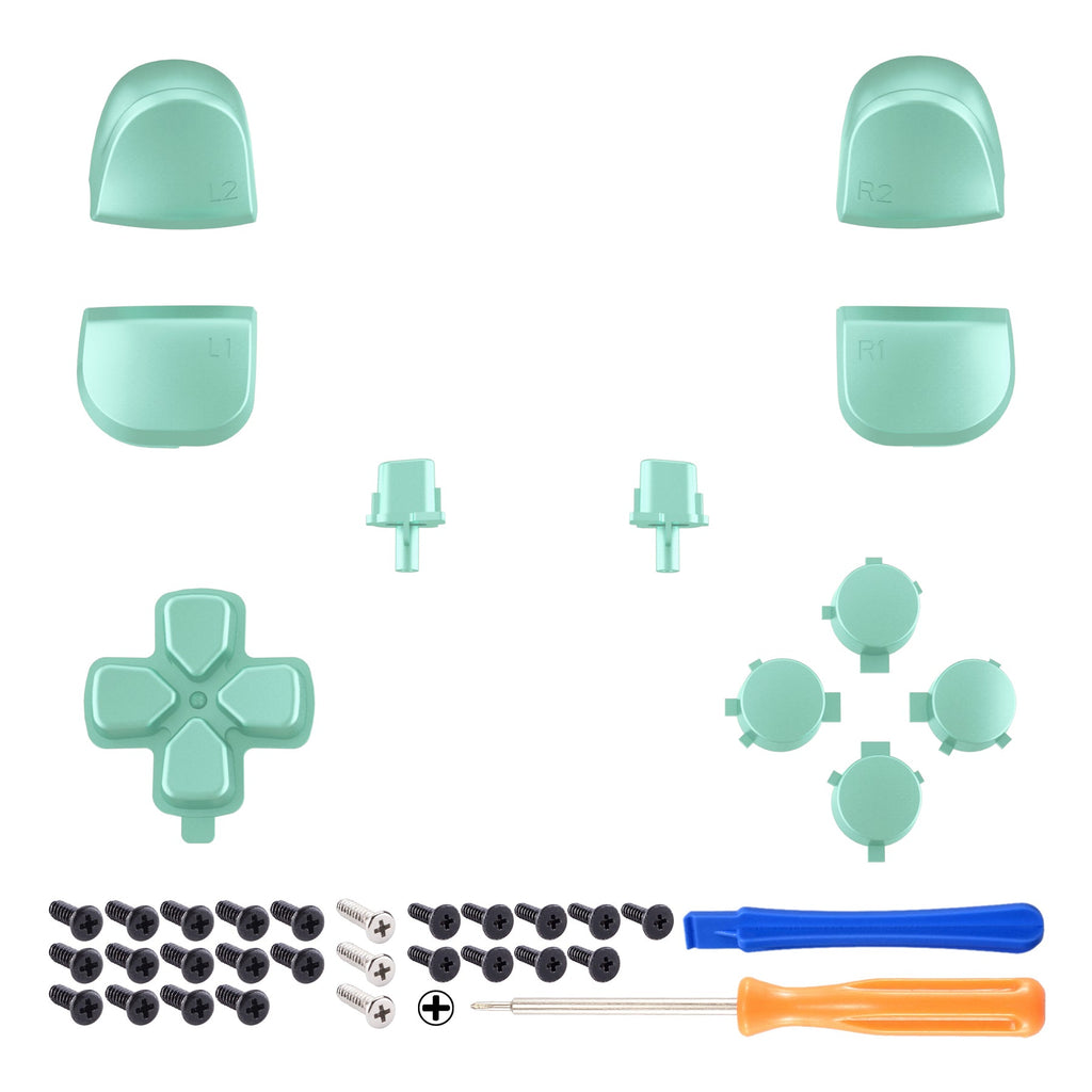 eXtremeRate Replacement Full Set Buttons Compatible with PS5 Controller BDM-010/020 - Metallic Vista Green eXtremeRate