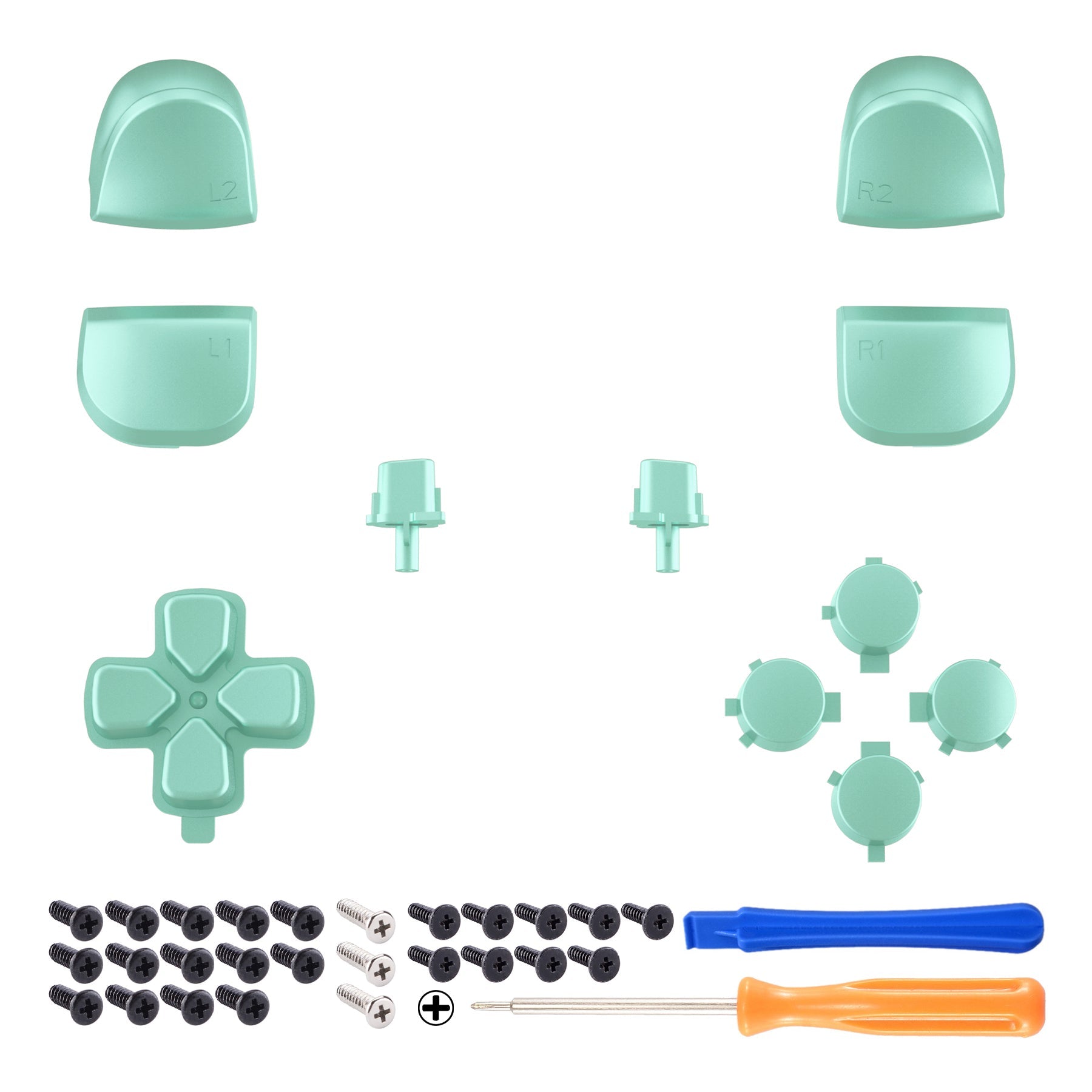 eXtremeRate Replacement Full Set Buttons Compatible with PS5 Controller BDM-010/020 - Metallic Vista Green eXtremeRate