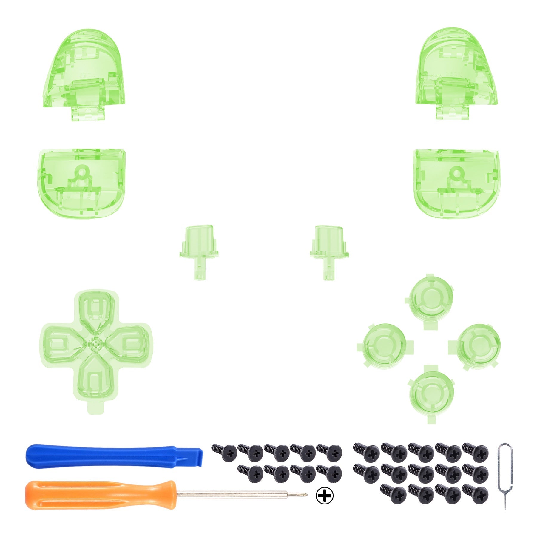 eXtremeRate Replacement Full Set Buttons Compatible with PS5 Controller BDM-030/040/050/060 - Clear Light Green eXtremeRate