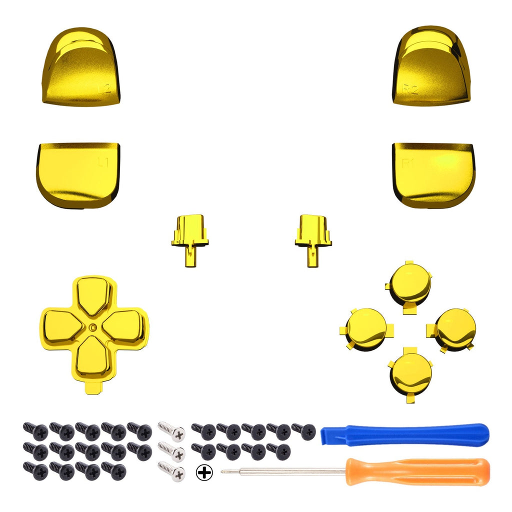 eXtremeRate Replacement Full Set Buttons Compatible with PS5 Controller BDM-010/020 - Chrome Gold eXtremeRate