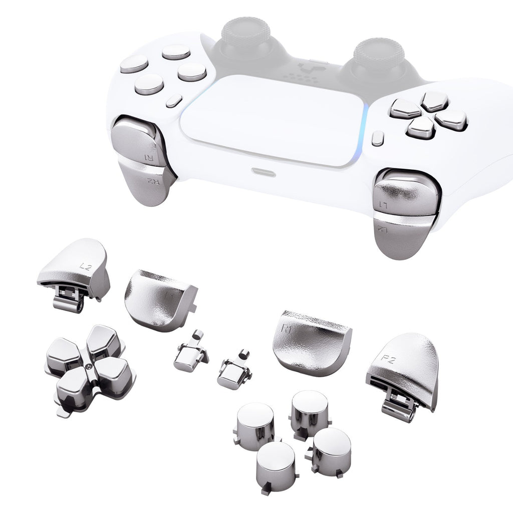 eXtremeRate Replacement Full Set Buttons Compatible with PS5 Controller BDM-010/020 - Chrome Silver eXtremeRate