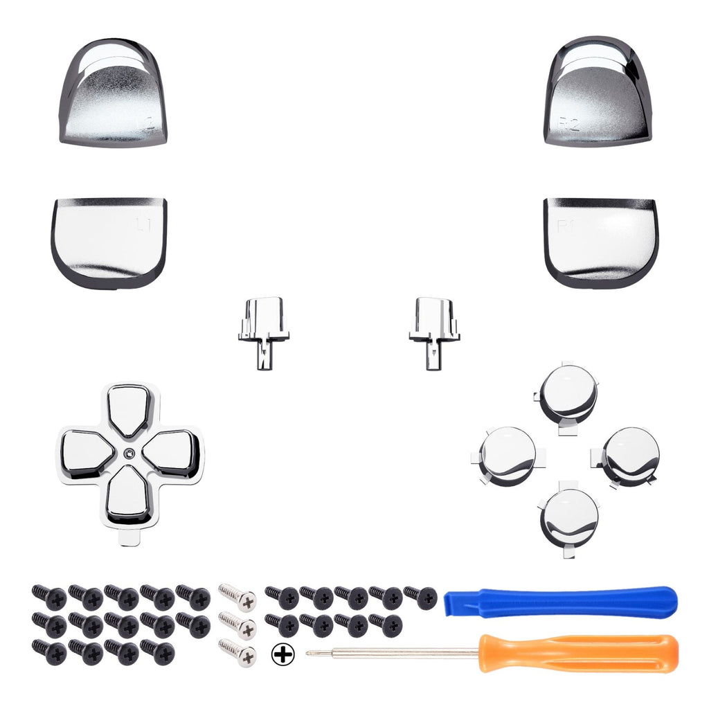 eXtremeRate Replacement Full Set Buttons Compatible with PS5 Controller BDM-010/020 - Chrome Silver eXtremeRate