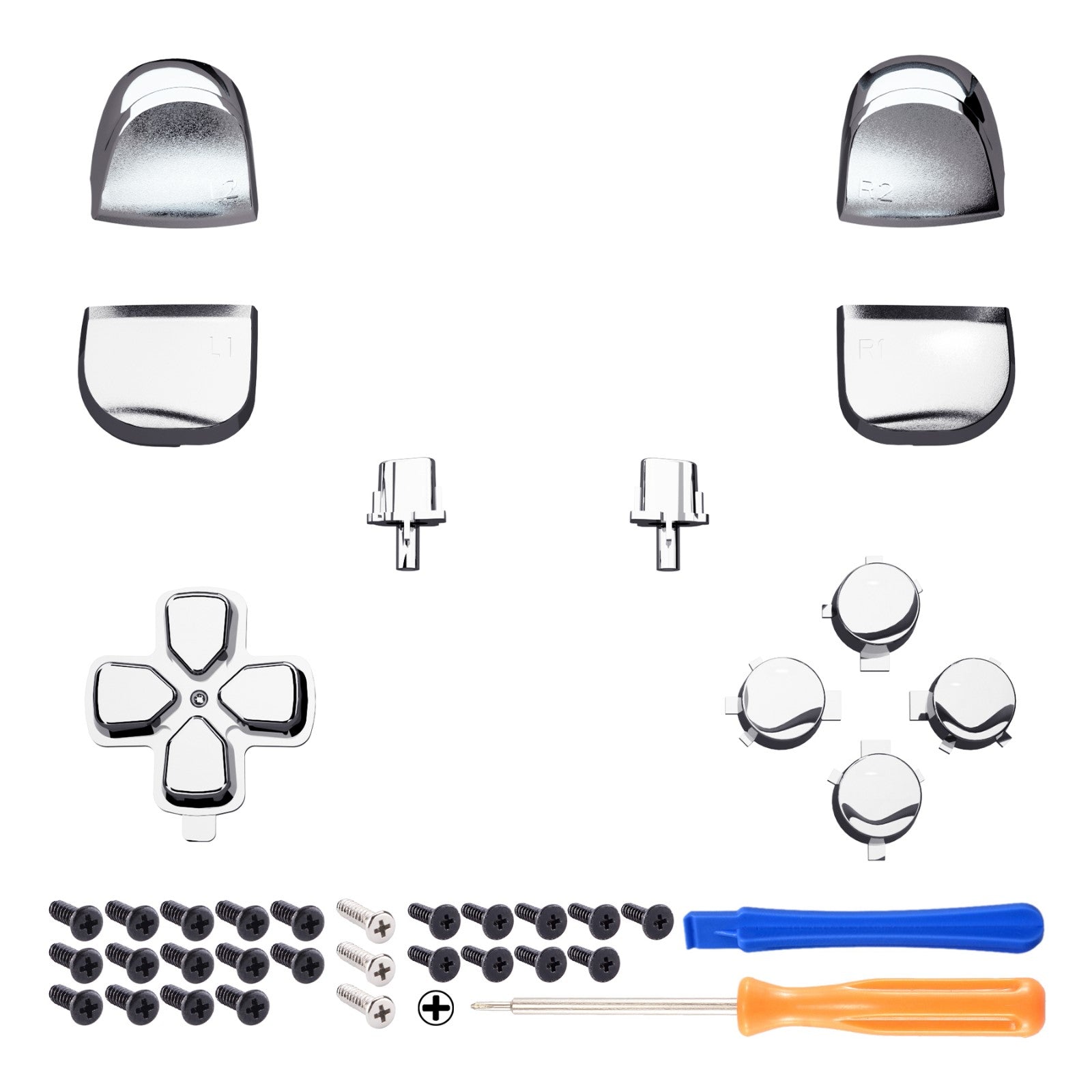 eXtremeRate Replacement Full Set Buttons Compatible with PS5 Controller BDM-010/020 - Chrome Silver eXtremeRate