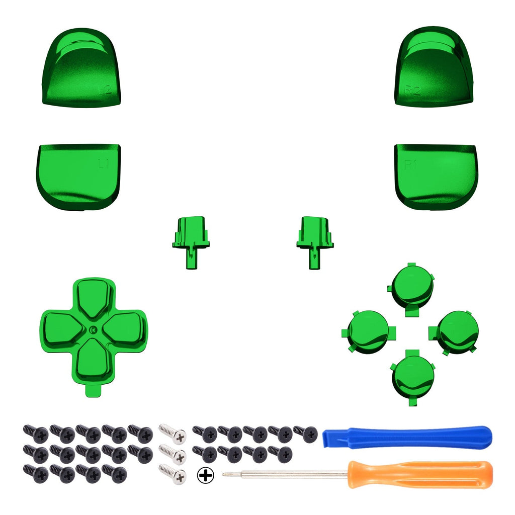 eXtremeRate Replacement Full Set Buttons Compatible with PS5 Controller BDM-010/020 - Chrome Green eXtremeRate